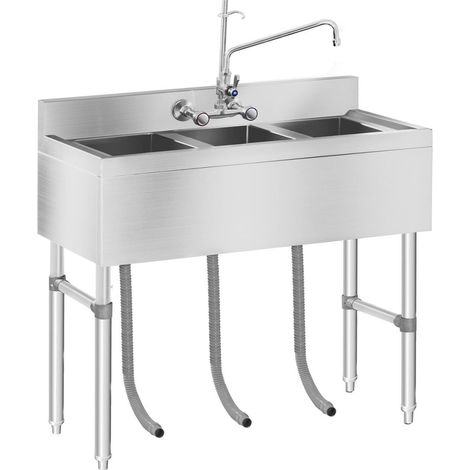 Lavello professionale 3 vasche 100 x 50 x 97 cm inox 140001591
