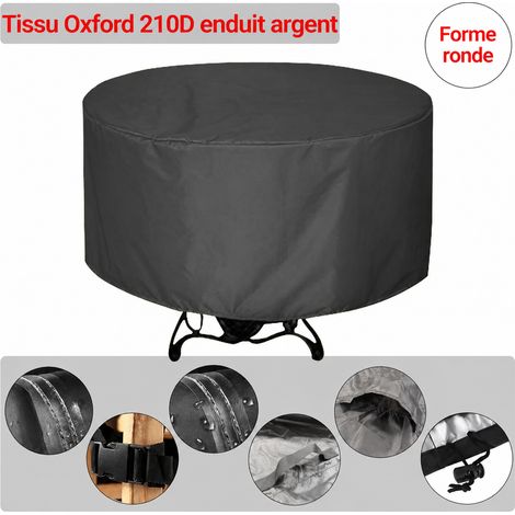 Housse de protection ronde pour mobilier de jardin Ø 227 × 100 cm en polyester 210D argenté 210d 227 100cm réf 45 × 40 × 25 cm 500 g – Livraison gratuite