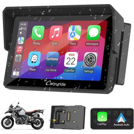 W502B for CarPlay 5 Inch Android Auto Bluetooth Dual  Compatible with R1200GS, R1250GS and S1000XR 5" Waterproof Screen GPS Dual Bluetooth and Android Auto Motorcycle (1/5)