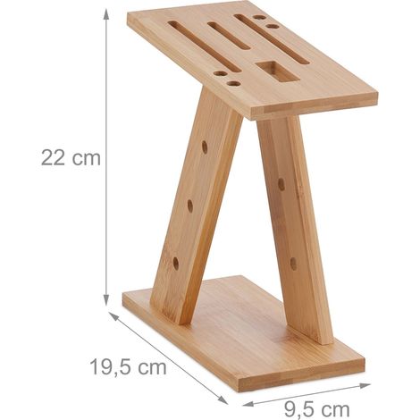 Blocco di stoccaggio per coltelli da cucina 30 x 15 x 10 cm aperto pratico design naturale in bambù 130014575