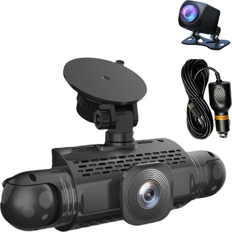 LIFCAUSAL Enregistreur de conduite 4 canaux, caméra rotative à 360°, enregistreur de conduite Full HD 1080P, enregistrement en boucle, WDR, vision nocturne, verrouillage « accident » (1/5)