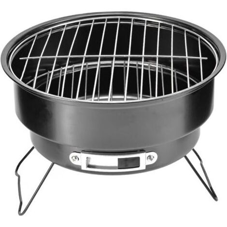 Barbecue rond portable de 25,4 cm avec poignée pour extérieur, maison, cuisine, barbecue, pique-nique, camping (1/4)