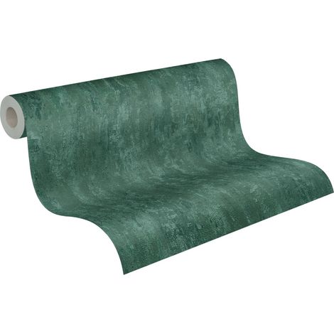 Papier peint vert aspect crépi moderne Tapisserie verte idéale chambre adulte Papier peint uni pour salon et couloir (1/5)