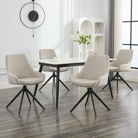 Esszimmerstühle 4er Set drehbar, modern, weiß, ergonomisch, belastbar bis 150kg (1/5)