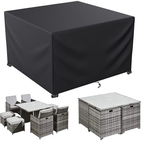 Gartenmöbelabdeckung, 600D Oxford-Gewebe, Gartentischabdeckung, Allwetterschutz, für Tisch- und Sofagarnituren mit Seil- und Schnallenverschluss, (150 x 150 x 75 cm)