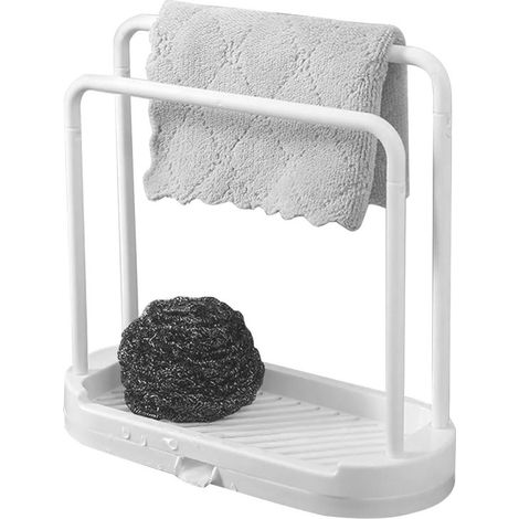 Soporte para paños de cocina - Organizador de cocina - Mantén tu cocina limpia - Secado mejorado - 20,5 x 9,5 x 20,5 cm - Blanco (1/5)