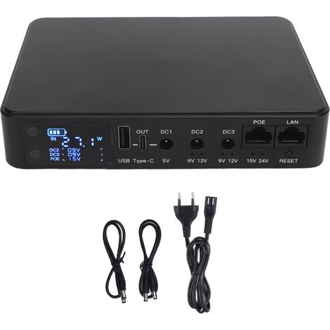Beyamis Mini onduleur de secours 10400 mAh PoE 15 V/24 V USB 5 V/9 V/12 V pour routeur, modem, caméra de sécurité, prise UE (1/5)