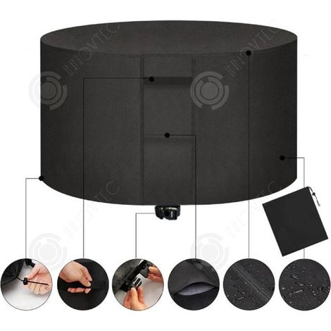1 housse barbecue cylindrique, tissu oxford 600D imperméable anti-UV, bâche protection BBQ pour gril extérieur (1/4)