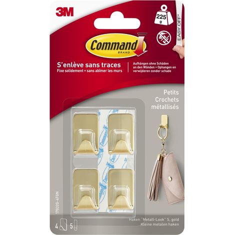 Set di 4 ganci adesivi decorativi in metallo, COMMAND, oro 0,225 kg COMMAND