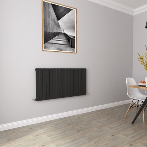 Acezanble Horizontal Flat Panel Radiator Central Heating Rad 600x1156mm Single Black