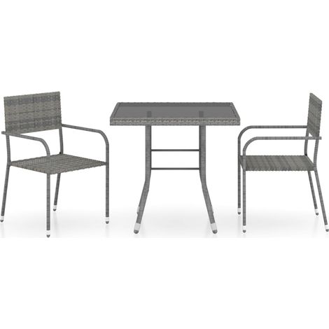 Maison Exclusive - Set da Pranzo per Giardino 3 pz in Polyrattan Antracite Grigio