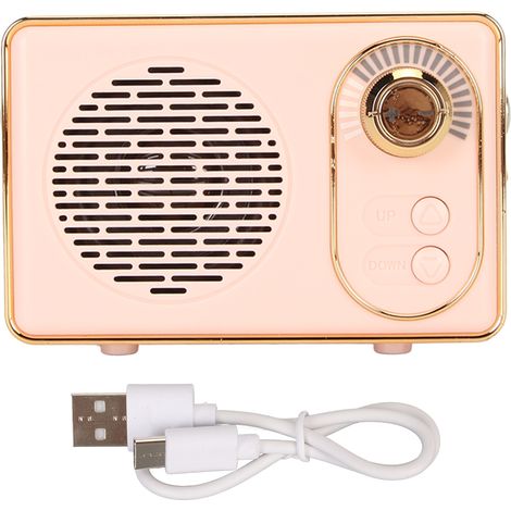 Haut-parleur Bluetooth Vintage Mini avec MP3, Carte Mémoire, USB et AUX - Idéal Cadeau Fête Camping Rose (1/5)
