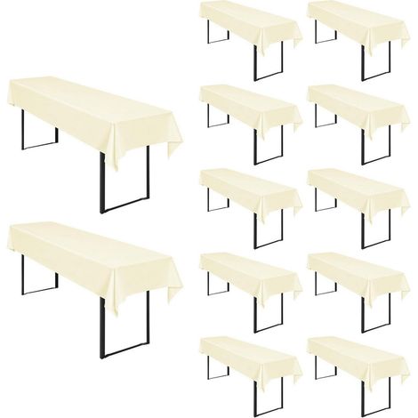 Lot de 12 nappes de table de bière Beige 250x100cm Polyester, lavable