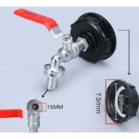 FOREHILL Robinet Cuve 1000L Robinet Recuperateur Eau De Pluie 2 pieces, Adaptateur De Réservoir d'eau IBC 1/2\ (1/4)