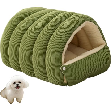 Abnehmbares und waschbares Winter-Katzenbett, 2025, Baumwollplüsch, faltbar, dick, für Indoor-Katzen, für Kätzchen, kleine Hunde, Welpen, mittelgroße Haustiere (Grün, M) (1/5)