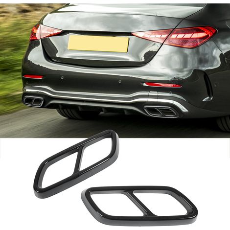 Auspuffblenden (ein Paar, links und rechts) für Mercedes-Benz C-Klasse W206 ab Baujahr 2021, glänzend schwarz (1/5)