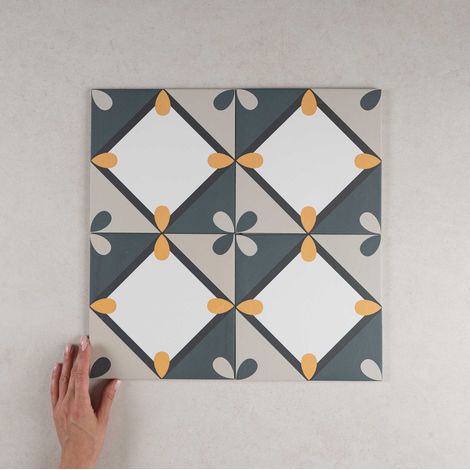 Carrelage grès cérame effet carreau ciment BAUHOME KOROLA COLD 20x20 cm Marron - Mat - boîte de 1 m2
