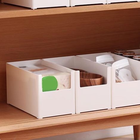 Range Organisateur Plastique Front Ouvert - Modèle Drawer - Bacs de Stockage Empilables Multifonctions pour Cuisine 15.5x21x14cm (1/5)