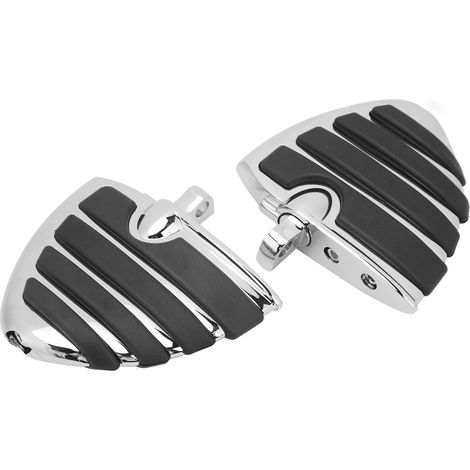 paire de repose-pieds chromés antidérapants pour moto, compatibles avec les modèles FXCW, FXCWC, FXS, FXSB et FXSBSE. (1/5)