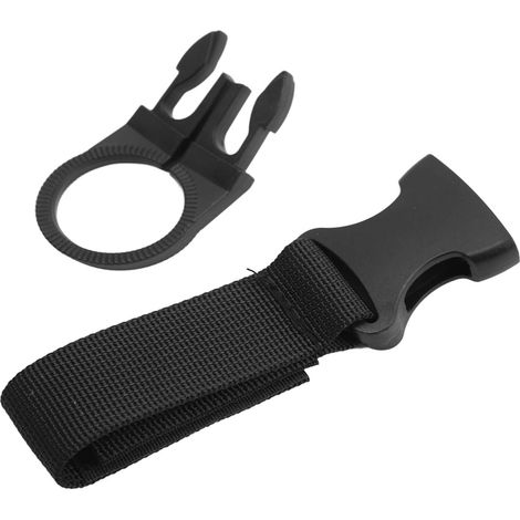 Outdoor-Flaschenhalter mit Karabinerhaken, Tragering für Wasserflaschen, Wandern & Camping, schwarz (1/5)