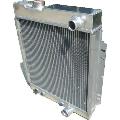 Radiador de aluminio, tamaño del núcleo 430 mm x 420 mm x 56 mm, compatible con FORD MUSTANG V8 289 302 WINDSOR, peso aproximado 7 kg, eficiencia de refrigeración mejorada, instalación directa. (1/5)