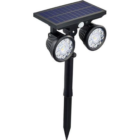 Lampe Solaire d'Extérieur à Détecteur de Mouvement Double Tête LED Allumage Automatique Lumière Blanche 1 pezzo Étanche per Jardin Terrasse et Pelouse