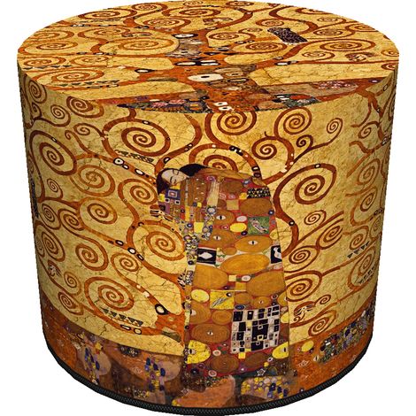 Runder Deko-Pouf - goldener Baum (1/5)