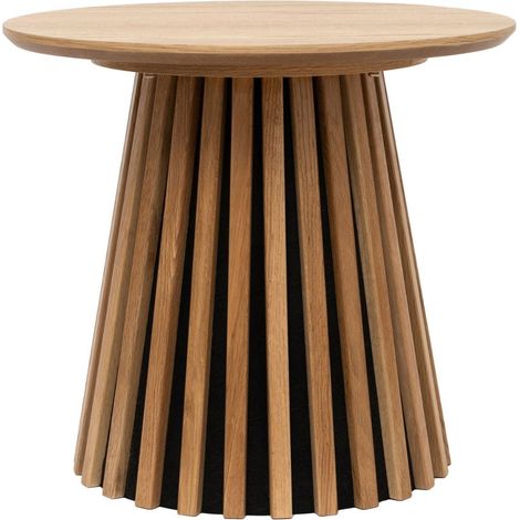 Bout de canapé Rond Pied Central Relief MDF Placage Chêne clair - DUBLIN (1/3)