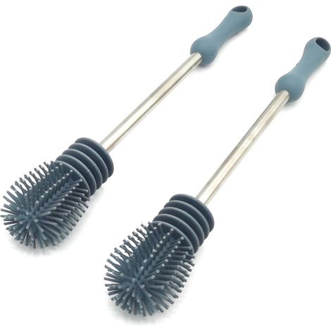 Brosse à biberons en silicone avec long manche Gris (1/4)
