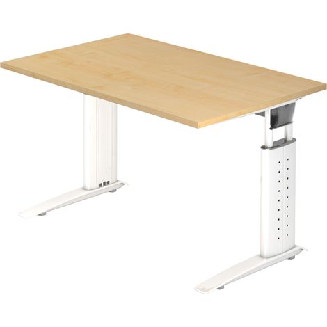 bümö Schreibtisch Serie-U Rechteck: 120 x 80 cm  Ahorn Weiß (1/5)