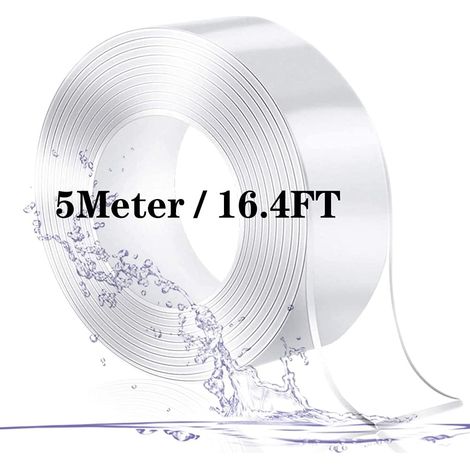 Sollbry 5M Ruban Adhésif Double Face Extra Fort, Nano Tape Transparent Lavable, Amovible Traceless Double-Face Gel (1/5)