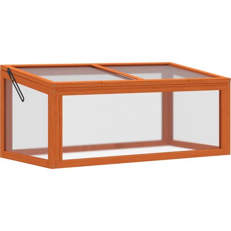 Mini serra da giardino con coperchio in legno e policarbonato, arancione, 90 x 46 x 40 cm, MODENUIT (1/5)