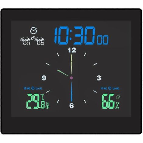 Horloge murale étanche pour salle de bain, douche, minuteur, horloge électronique numérique, noire (1/5)
