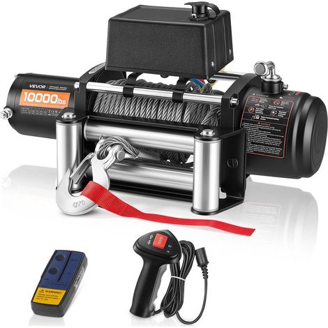 Treuil Électrique 12V 4500 kg Câble Acier 19,8m Télécommande Sans Fil IP55 pour SUV Remorque S10000 (1/5)