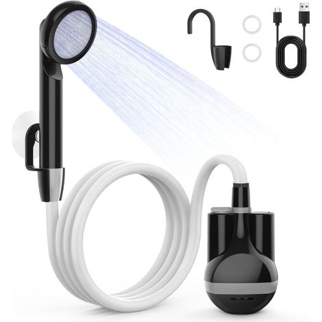 Douche de camping avec pompe - Douche de camping portable avec batterie rechargeable 2200 mAh - Kit de douche portable pour l'extérieur et l'intérieur avec tuyau de 1,8 m - Pour jardin (1/5)