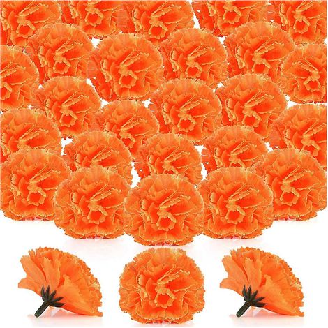 Fleurs de souci en vrac, 100 fleurs artificielles pour guirlandes et loisirs créatifs, fausses fleurs de souci en soie-AquaForge (1/5)