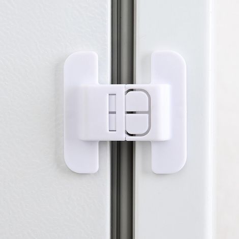 Generic Verrou de porte de réfrigérateur – Adhésif sans perçage, universel, plastique blanc/résine, forte adhérence pour la maison et la cuisine (1/5)