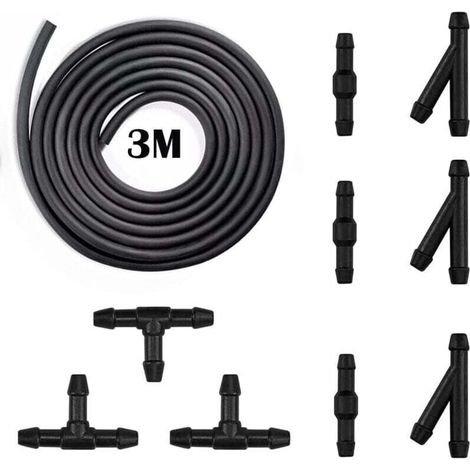 Kit de mangueras para líquido limpiaparabrisas 3M - Manguera pulverizadora para boquilla de limpiaparabrisas de lavadora, con conector de manguera, 9 piezas - Crezuo (1/4)