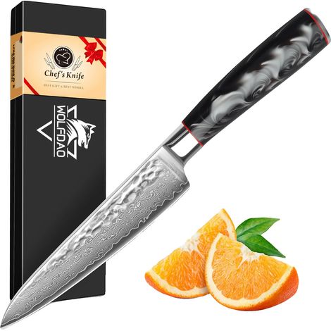 Cuchillo de chef, acero de Damasco de alto contenido de carbono, mango ergonómico, cuchillo multiusos (1/2)