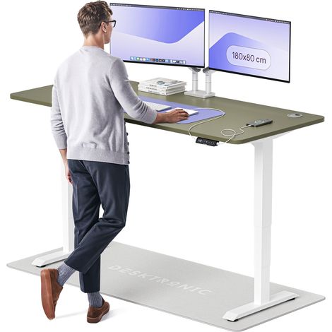 Desktronic Bureau assis debout HomePro - 180x80cm - Blanc/Vert