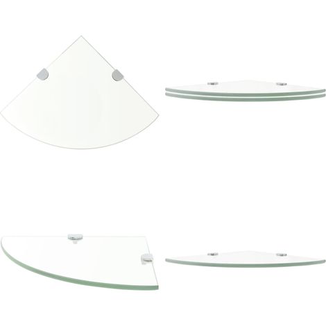 Eckregale 2 Stk. mit Verchromten Halterungen Glas Transparent - Wandregal - Eckregal - Glasregal - Regalset - Wohnwandregal - Home & Living (1/5)