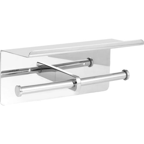 Porte-papier toilette double rouleau en acier inoxydable avec (1/4)
