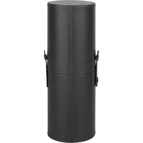 PU cuir Make-up Pinselhalter avec couvercle voyage organiseur noir (1/5)