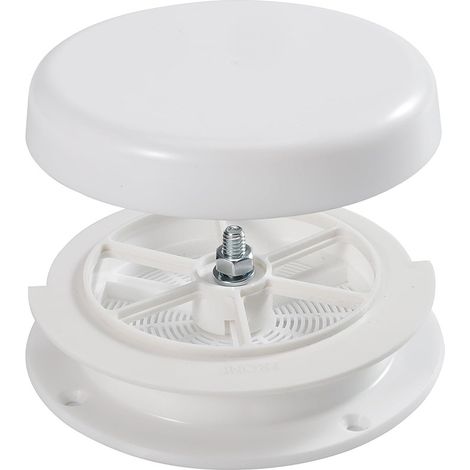 Mushroom-shaped roof vents for motorhomes, compatible with Keystone motorhomes and other recreational vehicle ventilation accessories. White plastic – 20 pieces per pack.