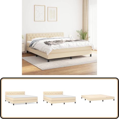 Boxspringbett mit Matratze Creme 160x200 cm Stoff - Boxspringbett - Doppelbett - Cremefarbenes Bett - Bettrahmen - Matratze