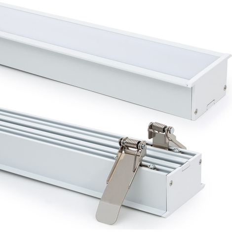 Perfil Aluminio Empotrable XL para Tiras LED hasta 40mm con Tapa Continua Blanco 2 m Blanco traslúcido (1/5)
