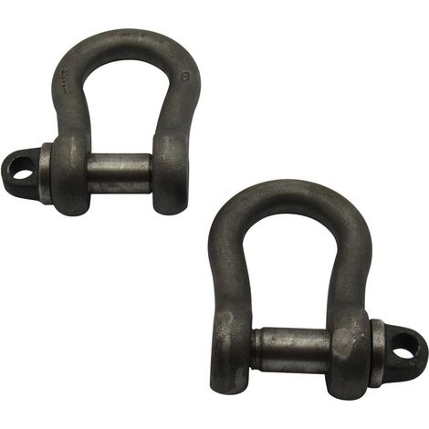 x2 0.45 Ton Self Colour Large Bow Shackles With Screw Pin - BS3032 450KG Lifting Towing Certified (1/5)