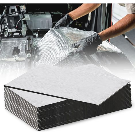 Lot de 20 tapis insonorisants de voiture 25 cm x 40 cm x 5 mm Auto adhésifs Isolation sonore et amortissement capot porte plafond (1/4)