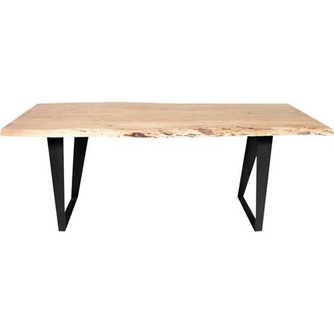Made In Meubles – Table à manger en bois d'acacia 200 cm – 6 places – Plateau en bois massif aux contours irréguliers – Pieds métalliques design (1/5)