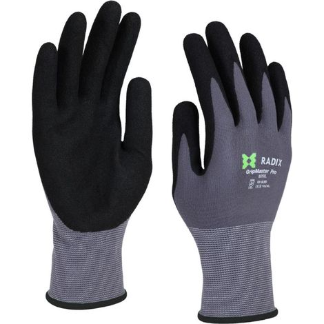 Gants de travail - Radix - GripMaster Pro - Nitrile mousse noir/gris - Taille M10 / L (1/5)